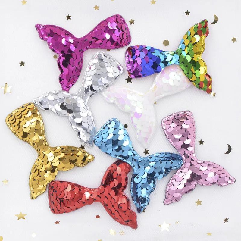 16pcs Colorful Glitter Mermaid Tail Appliques - 2.17" Sparkling Sequin Patches For , Hats, Hair Accessories & Sewing Crafts (multicolor)