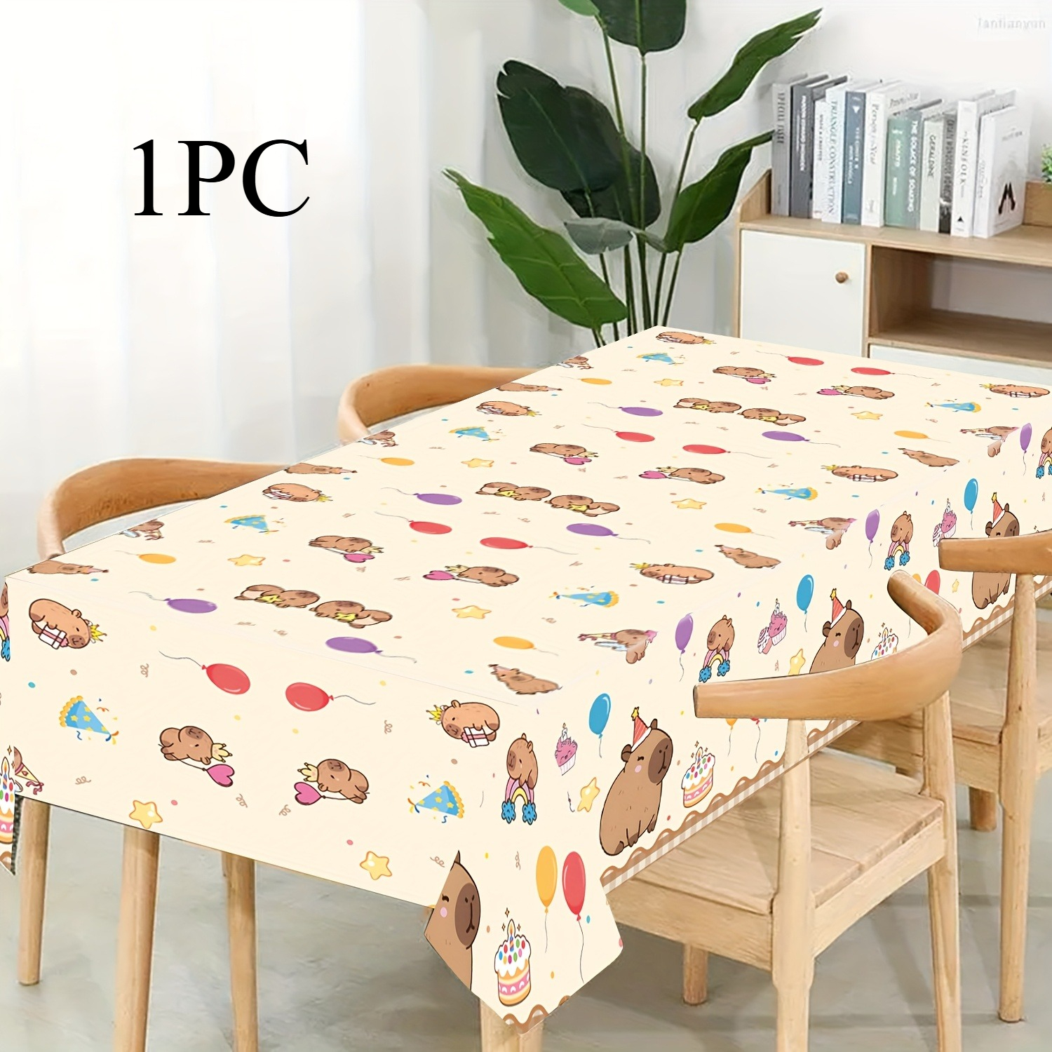 TEMU 1pc Themed Capybara Rectangular Tablecloth, Wedding Decorations, Summer Decoration, Garden Decor For Outside, Outdoor Decor, Disposable
