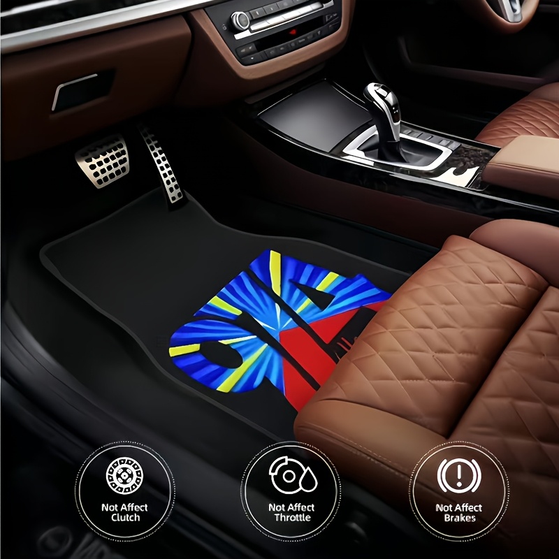TEMU Ensemble de tapis de sol de voiture avec un design élégant, fabriqués en polyester pour les intérieurs automobiles