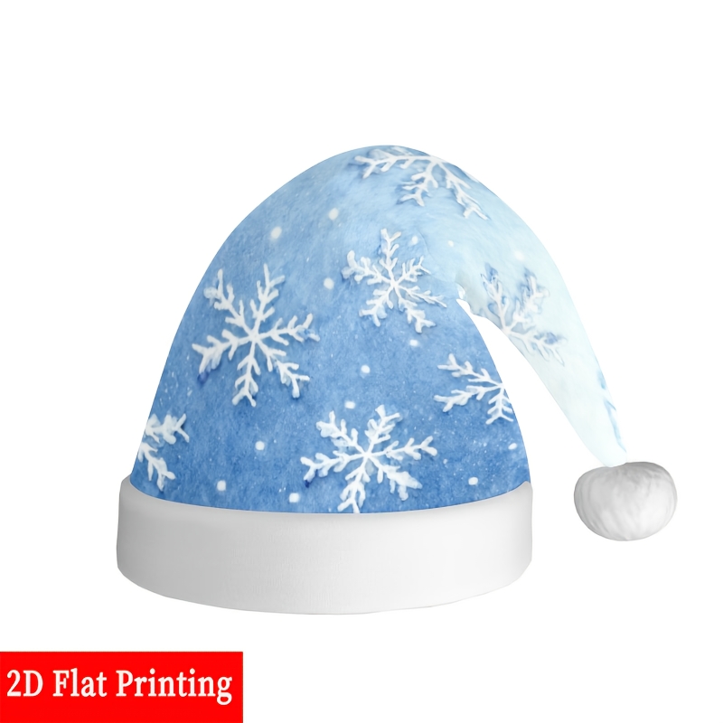 TEMU 1pc Winter Snowflake Hat- Soft Breathable Flat Decorative Hat With Blue Gradient Snowflake Pattern, Lightweight& Comfortable For Christmas, New