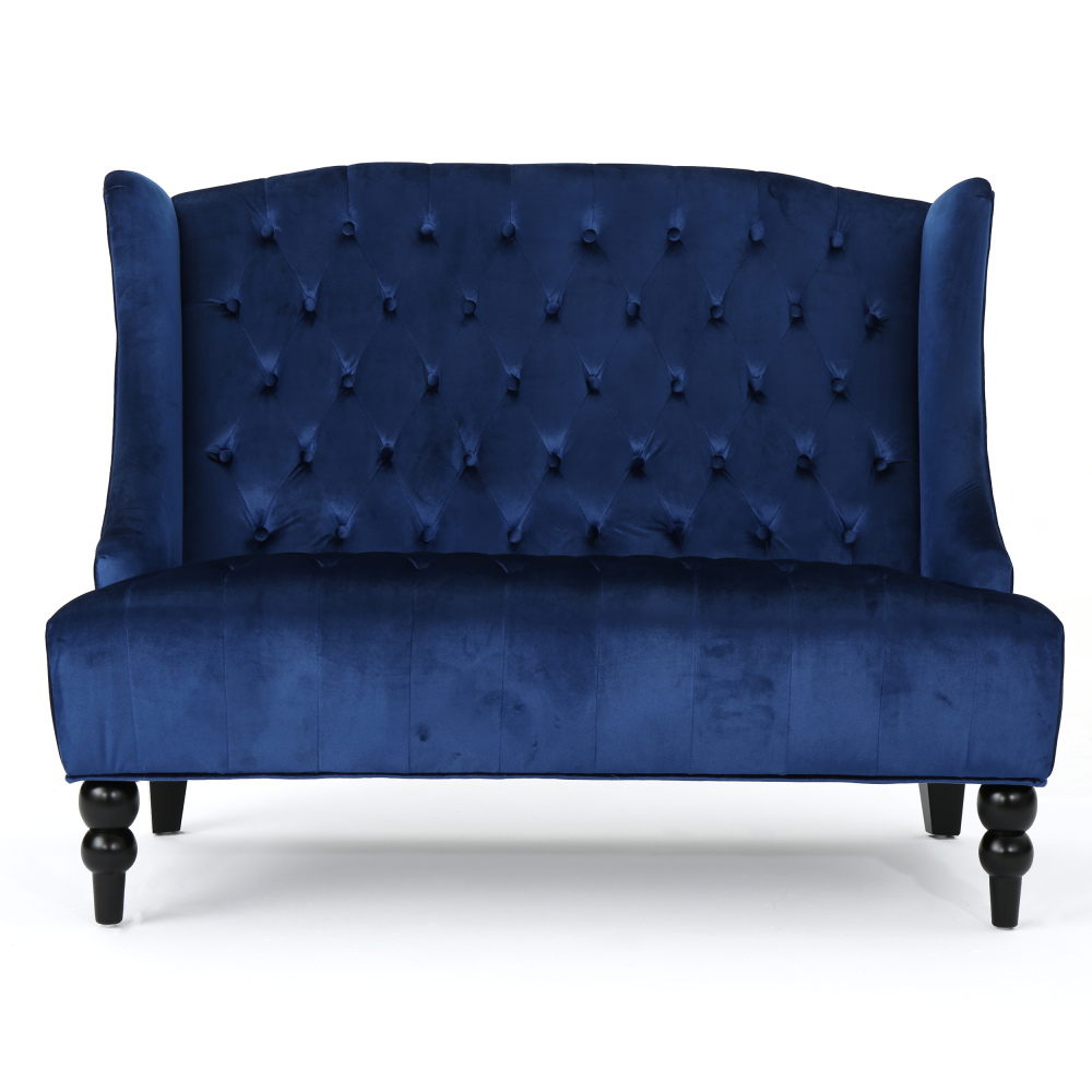 50-Inch Two-Seater Sofa, Comfortable Velvet Fabric, Mid-Century Modern Style, Minimalist Design, Extended Backrest, Compact Two-Seater Suitable for Bedrooms, Apartments And Home Offices