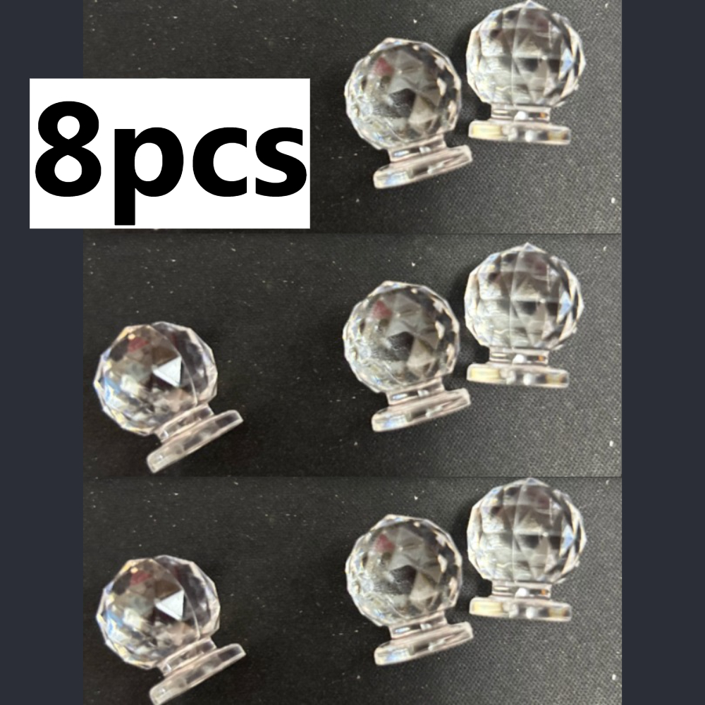 TEMU 8pcs Mini Acrylic Round Ball Knobs With Pull-out Handle - Durable Plastic Drawer Pulls Suitable For Cabinets, Dressers, Jewelry Boxes, Diy