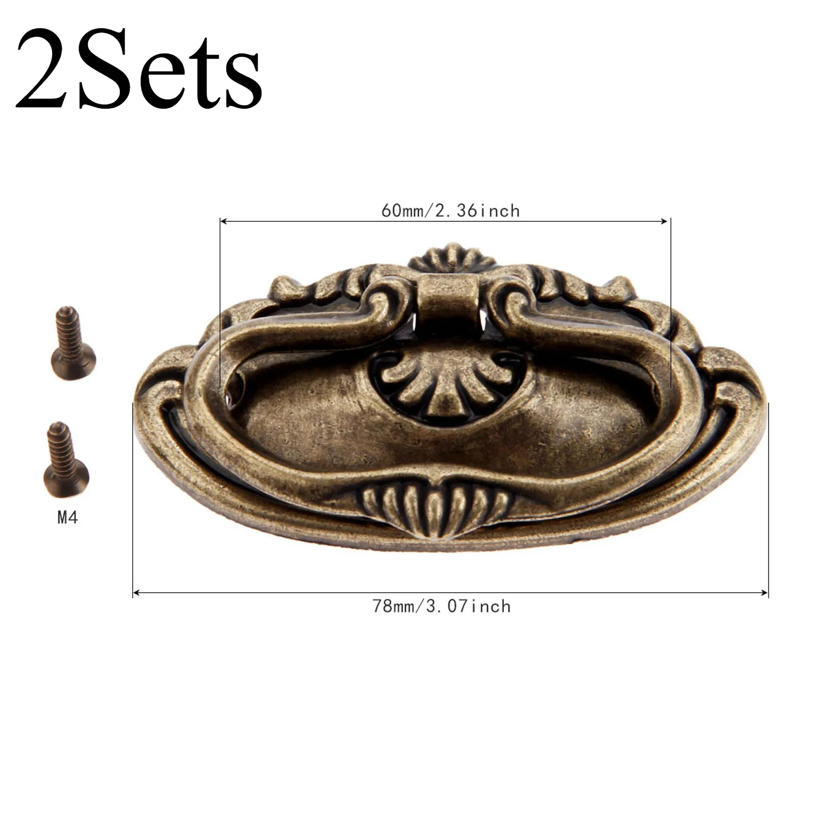 TEMU Lot de 2 poignées de meuble en bronze antique avec vis pour tiroir, , boîte à bijoux, poignées décoratives, bouton de traction pour meubles