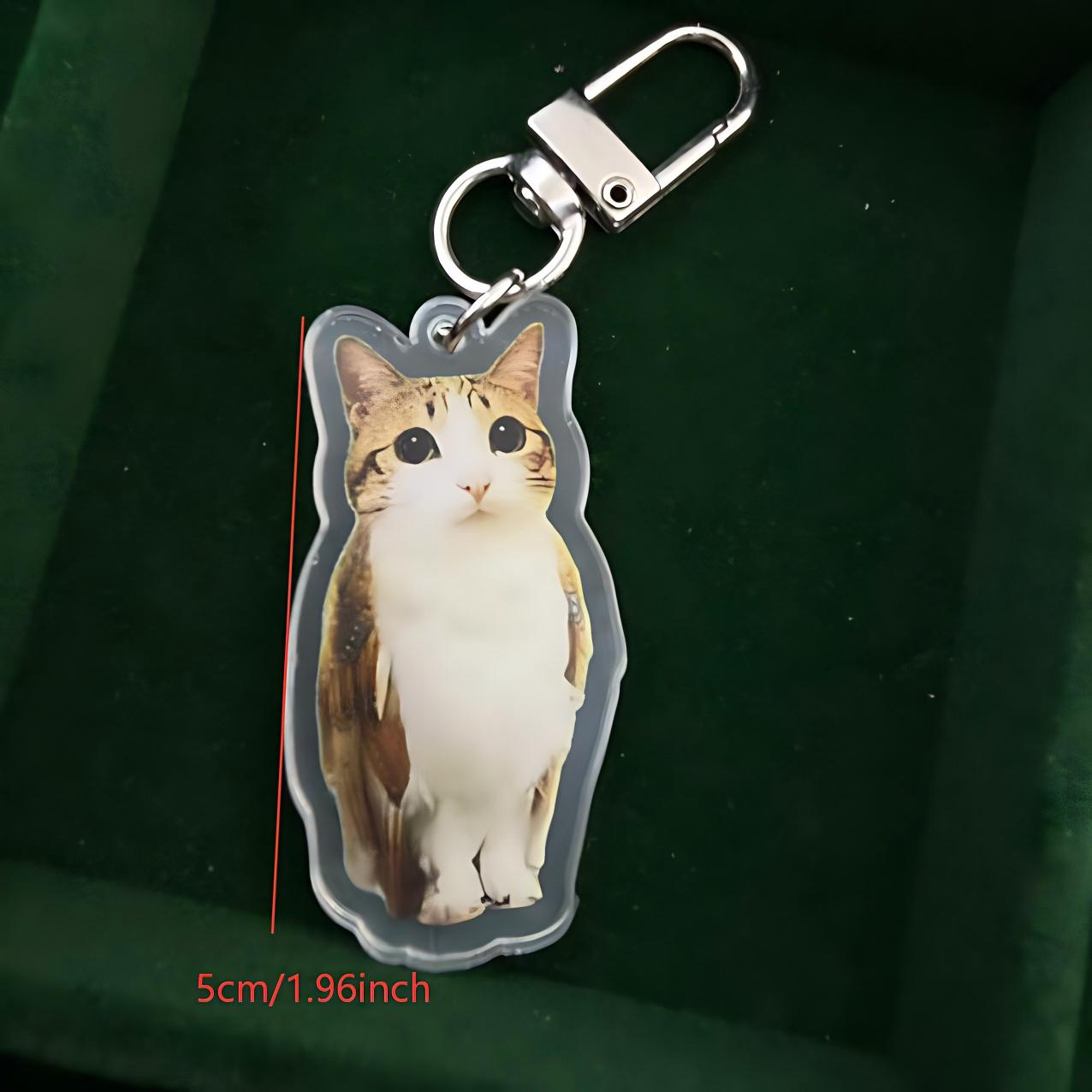 Funny Standing Meme Cat Acrylic Keychain, Cute Bag Charm