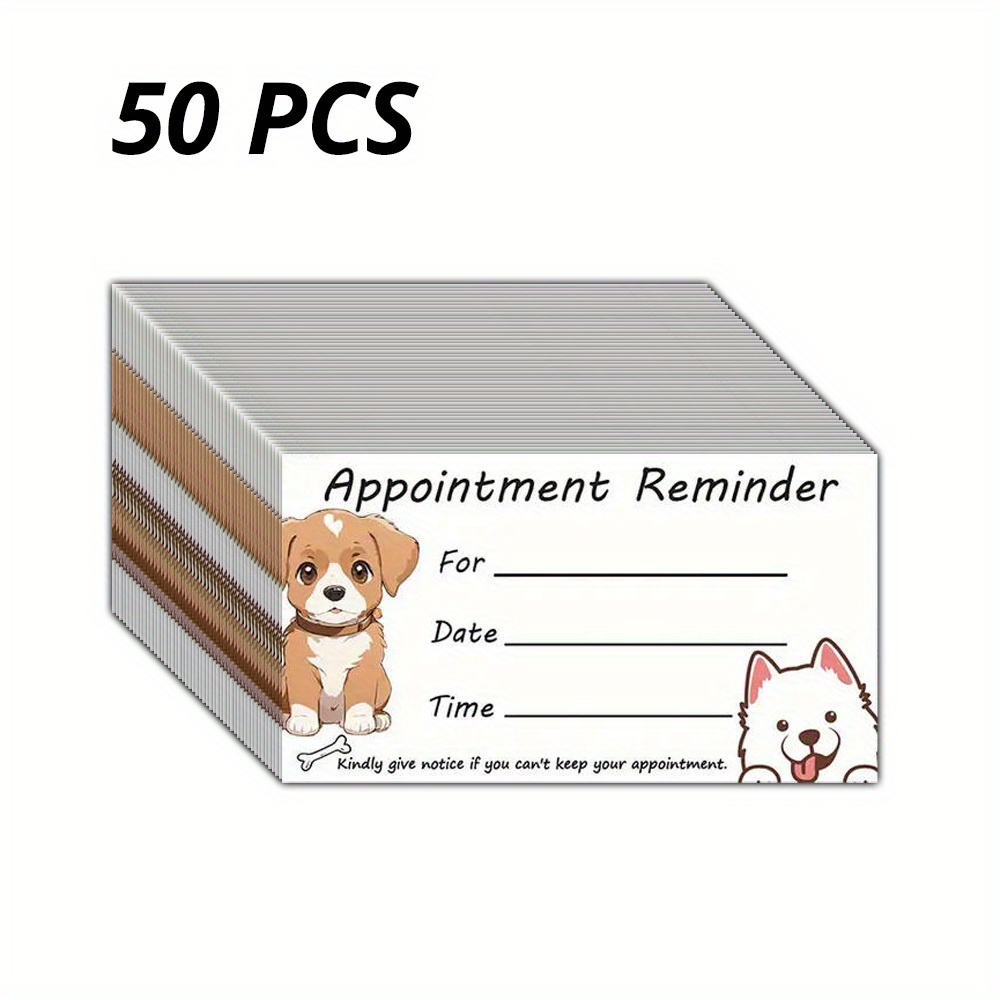 TEMU 50pcs Pet Grooming Appointment Reminder Cards, Pet And Pet Shop Service Appointment Cards, Pet Service Reminder Cards, Suitable For Pet