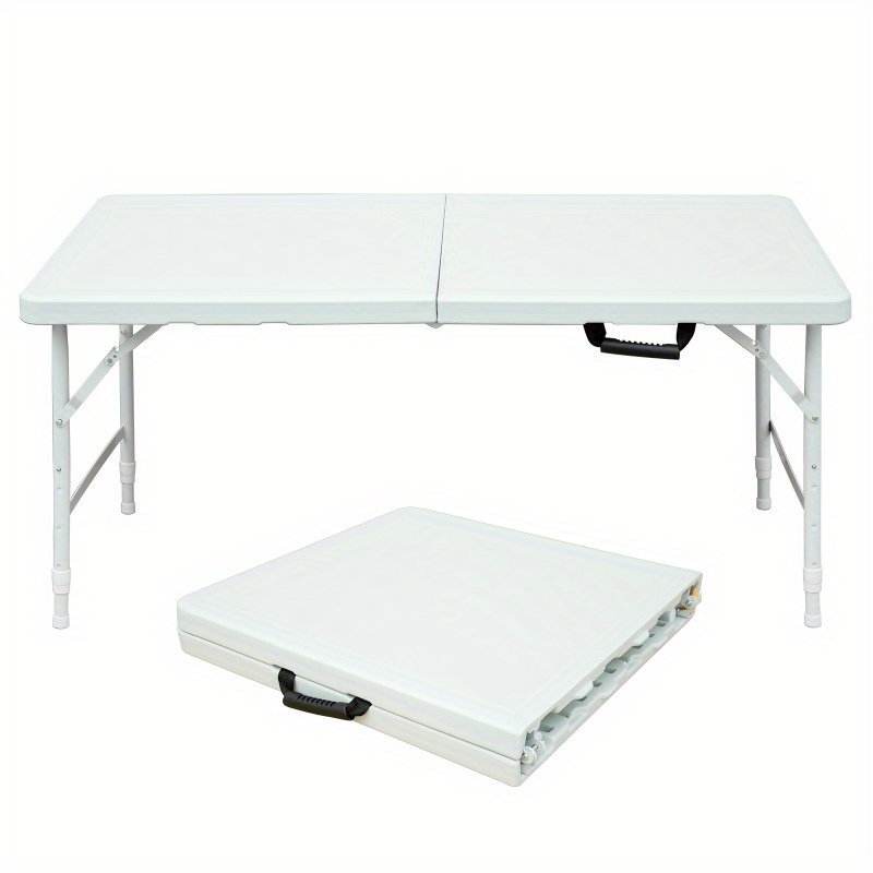 Portable Folding Table Heavy Duty Adjustable Height 125cm Fold Up Table for Camping Picnic Outdoor Indoor Parties White Weight Capacity 135kg, Picnic Table, Camping Table, Adjustable Height Table, Portable Fold Up Table, Minimalist Table Aesthetic, Sleigh Base, Sturdy Construction, Durable Folding Mechanism, Home Organizers, Party Hosts