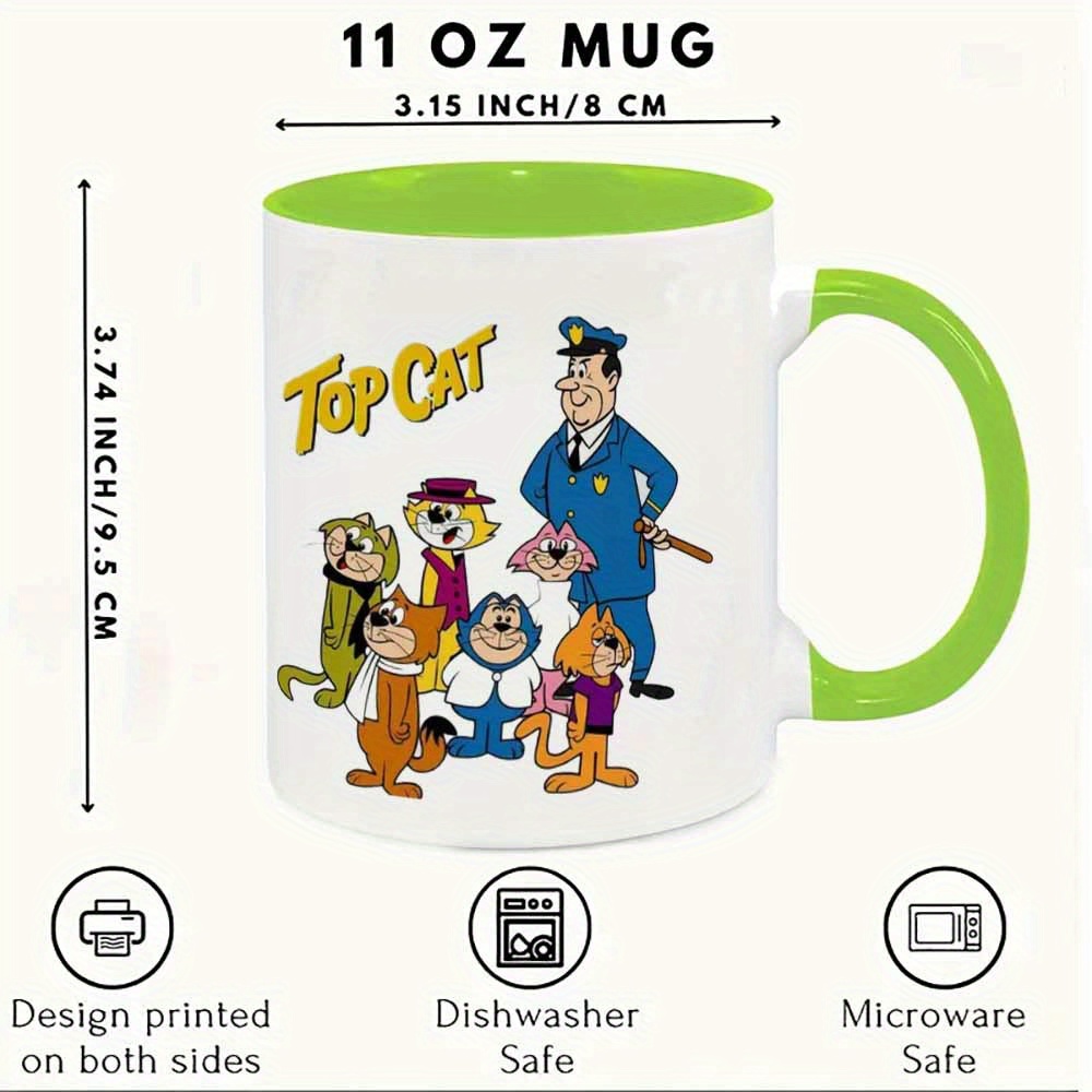 1pc Top Cat Character Mug - Coffee Cup with Vibrant Police Officer Design, 11oz (360ml) Capacity, Hand Wash Only, Fun Gift for Fans, Kitchen & Dining Accessories, Coffee Mug, Reusable Drinkware, Colorful Drinkware