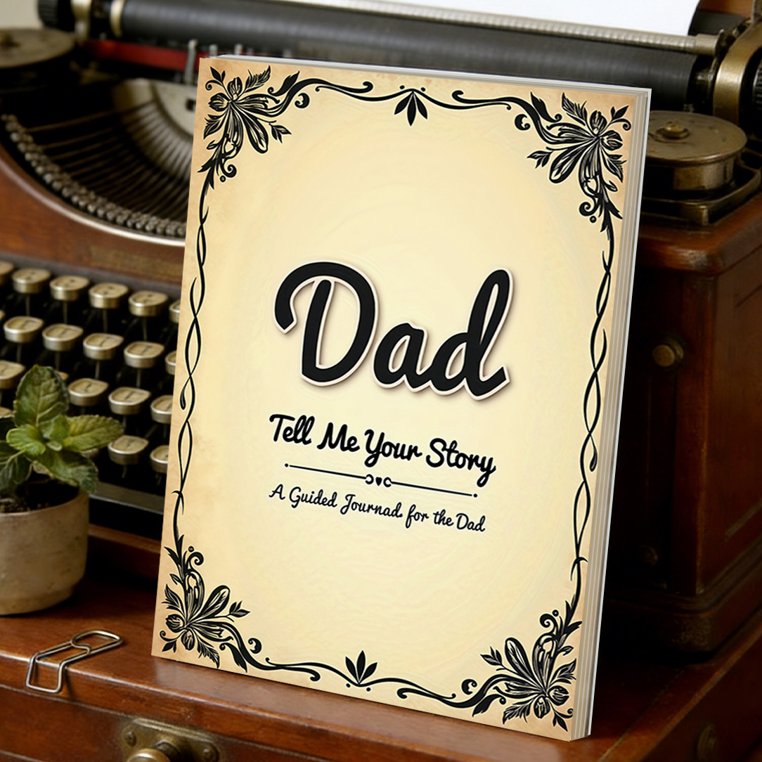 TEMU 1pc " Me Story, Dad" - Father's Diary And Notebook - Vintage Paper Texture With Black Cursive Border Cover Style, Designed For Recording Life's