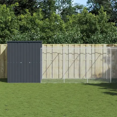 galvanized house with run weather resistant outdoor kennel color 65x339 8x71 3cm secure lockable door ventilation mesh panels easy assembly for medium dogs area flexible panel setup weatherresistant construction