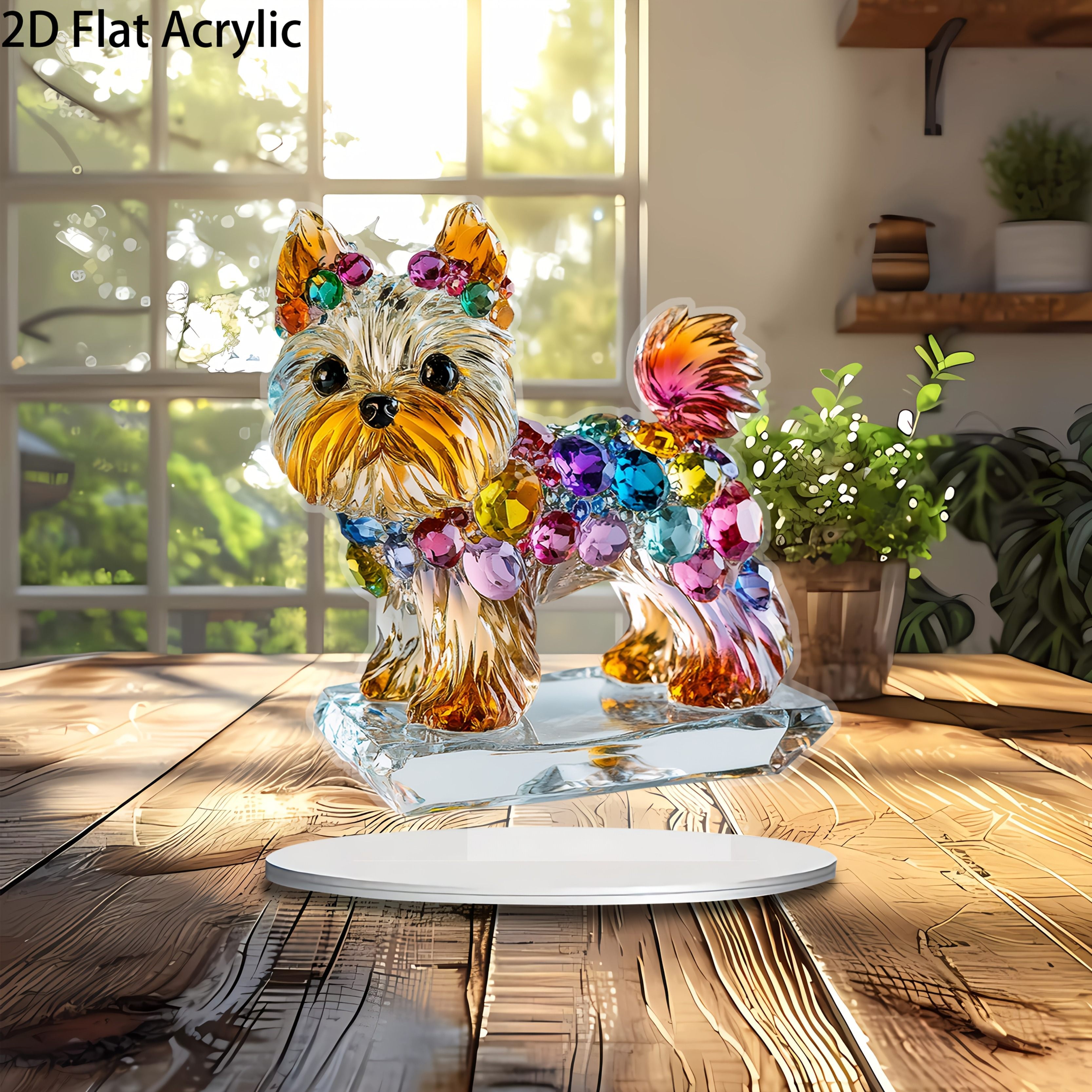 

2d Flat A 2d Easter Decoration Featuring A Yorkshire Terrier Acrylic - An 8.27-inch X 9.45-inch Art Piece Suitable For Home And Office, Making It A Perfect Gift For Dog Lovers.