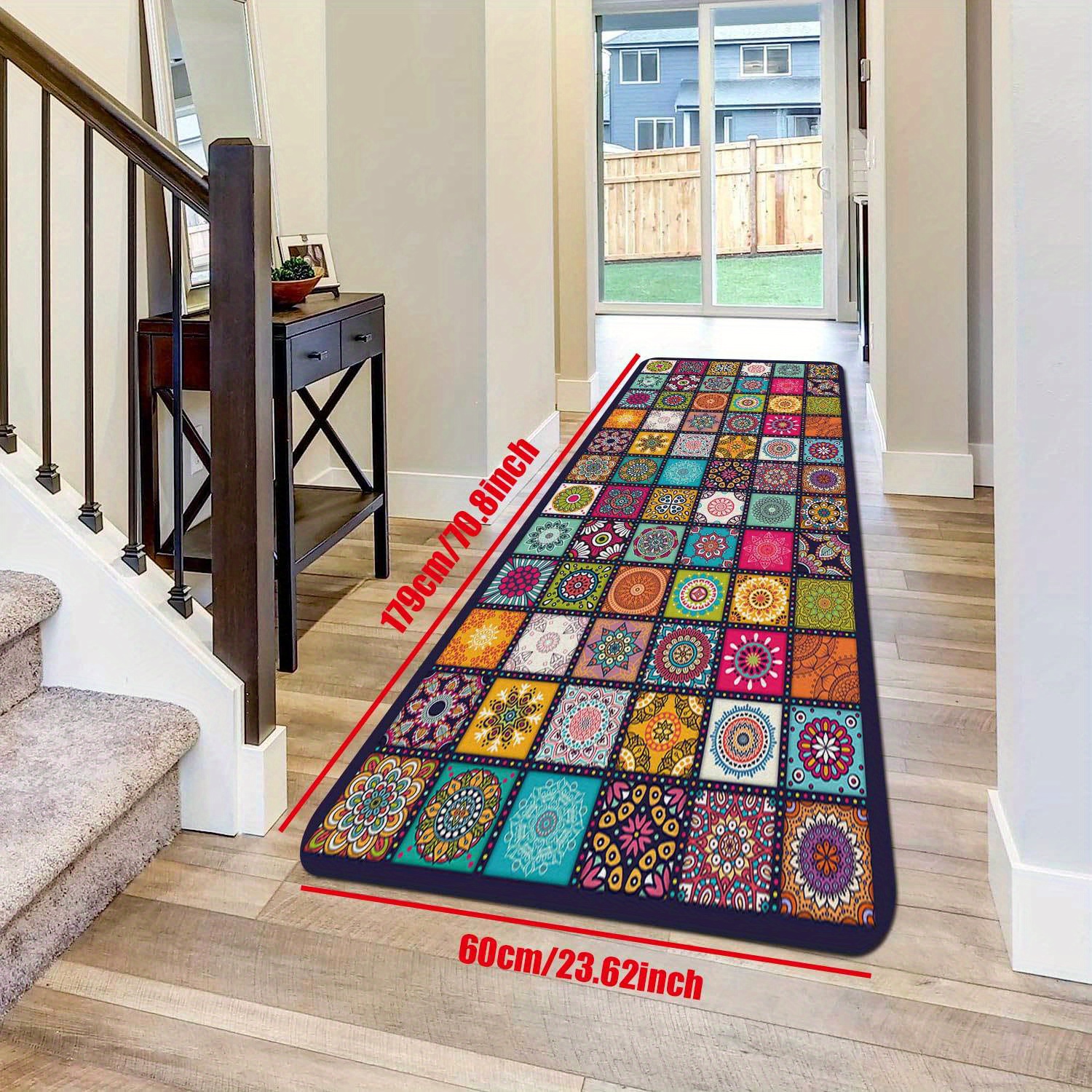 E-shop Schickes Modernes Küchenmatten mit Vintage Mandala-Druck - Weicher, Rutschfester Läufer für Esszimmer, Bar und Waschküche - Maschinenwaschbare