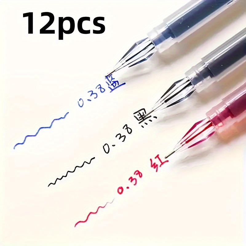 E-shop 12er-Pack Diamantspitzen-Gelstifte, 0,38 mm Feinspitze, großes Füllvolumen, flüssiges Schreiben, ideal für Büro und Schule