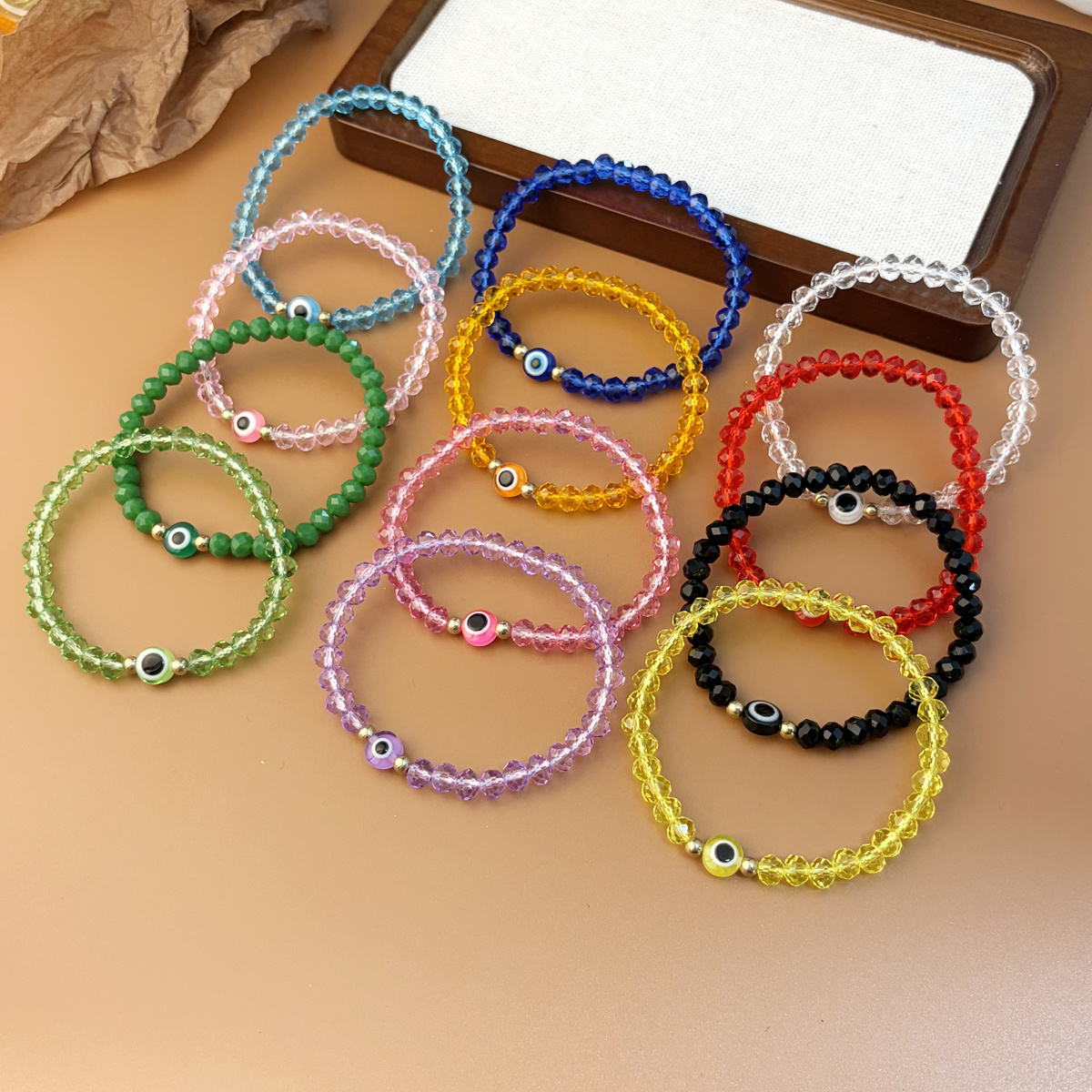 12pcs Fashion Easy Macaron Rainbow Bracelet Set