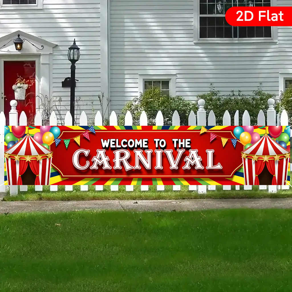 TEMU 1pc Large Carnival Party Banner - Vibrant Red, Yellow, Blue, Green, Purple, Golden, Black, White, Brown, Orange, Pink, - Durable Polyester