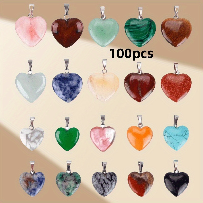 E-shop 100 Stück Kunststein Herz Anhänger, für die Herstellung, Halskette Ohrring Produktionszubehör