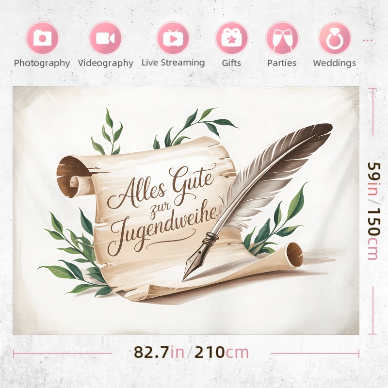 E-shop 2D Flach, 1 Stück Deutsche Konfirmationsparty-Hintergrunddeko für Jugendkirchenzeremonie – Langlebig mit deutschem "Alles Gute zur Jugendweihe"