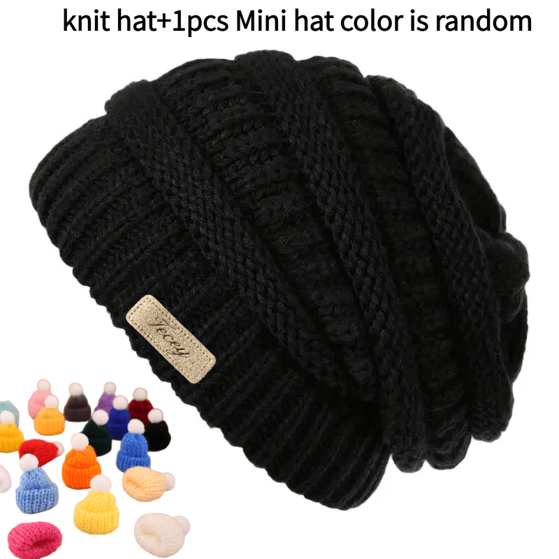 TEMU Bonnet épais automne/hiver + un mini bonnet, couleurs aléatoires, bonnet pull unisexe chaud, bonnet et tombant et chaud, bonnet vintage à rabats