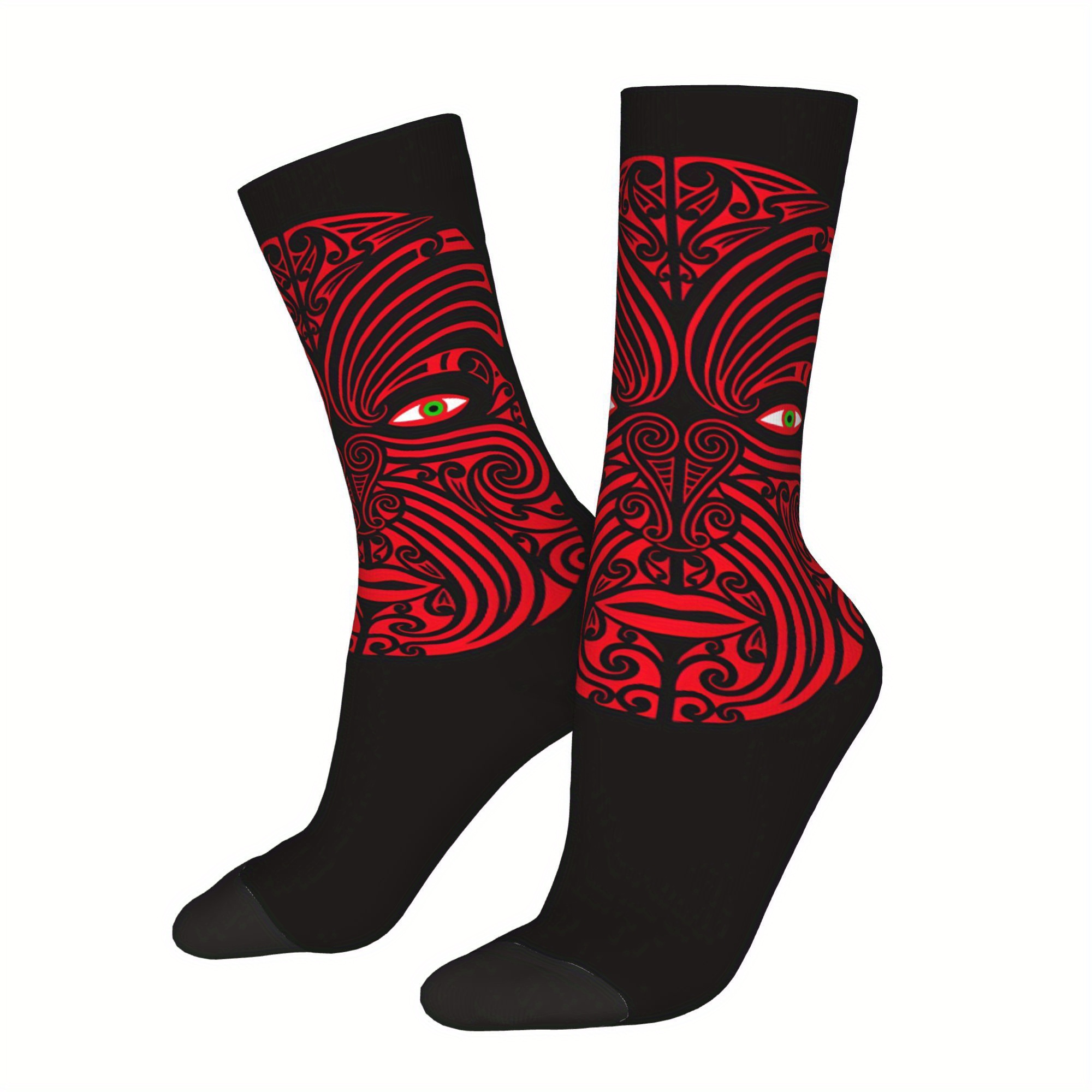 TEMU Kowhaiwhai Traditional Maori Koru Kawaii Socks Sports Shopping Hiking Travel Gym School Cartoon Pattern Socks 2d Print Design