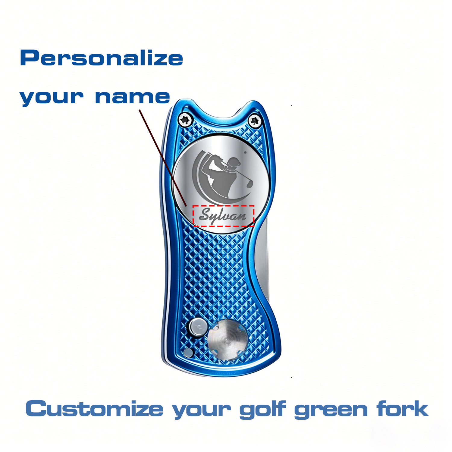 TEMU 1pc Personalized Golf Tool With Ball Marker, Custom Name Retractable Turf Repair Fork Golf Accessory, For Men/ Golf Lovers/ Groomsmen,