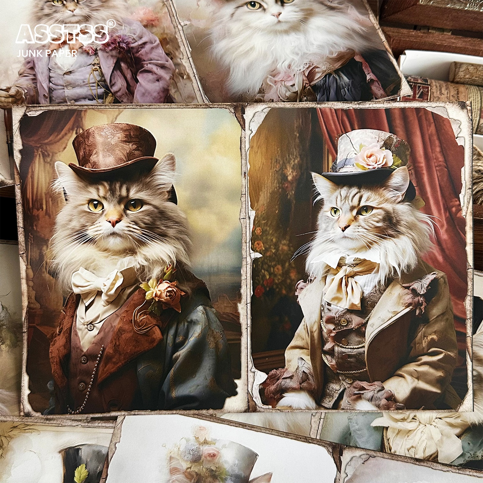 TEMU Asstss 20-sheet A5 [2d Flat] Vintage Victorian Cat Theme Junk Journals, Decoration Paper Pads, For Arts Crafts, Scrapbooking Supplies, Crafts,