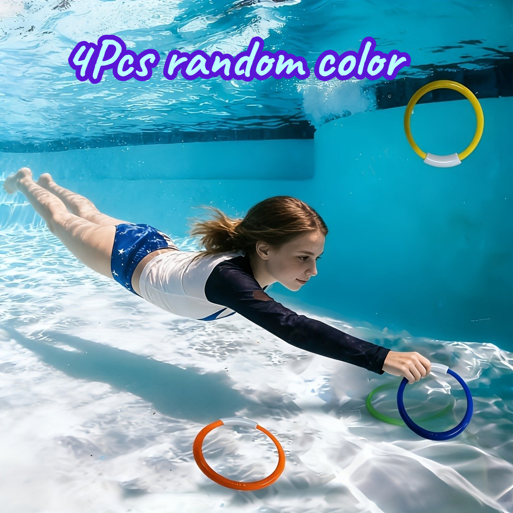4er-pack bunte tauchringe, zufällige farben - leicht erkennbare wasserspiele, poolspiele,   zum schwimmen, tauchen, unterwassertraining und anderen aktivitäten,   für poolpartys, strandspiele und sommerliche outdoor-wasseraktivitäten