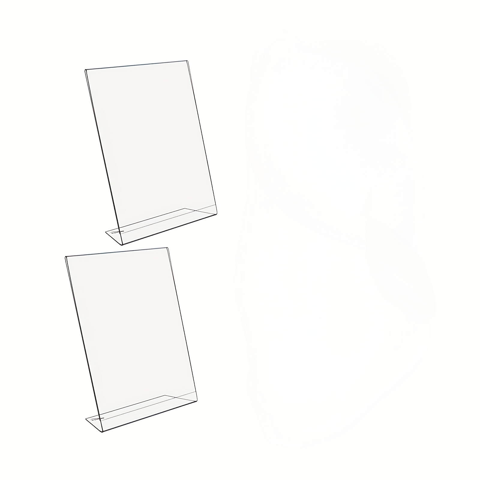 Image of Set Of 2 Transparent Acrylic Display Stands For Menus, Brochures, And Flyers, Designed To Hold Signs And Posters At An Angle On Office Desks