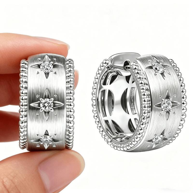 Women's Exquisite Zirconia Star Hoop Earrings