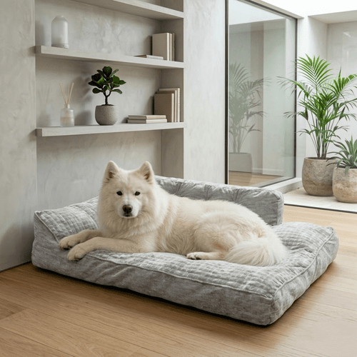 Extra Large 47.24inch Orthopedic Dog Bed for Large Dogs, Memory Foam Pet Sofa with Bolster, Thickened Plush Self-Warming , Non-Slip Washable Furniture Protector, Durable Indoor Dog Couch for Joint Relief, Gift
