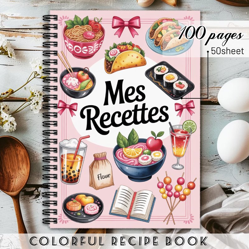 TEMU Livre de cuisine français coloré - 1 livre de recettes vibrant pour les amateurs de cuisine, pour maman et avec des nouilles, du sushi, des