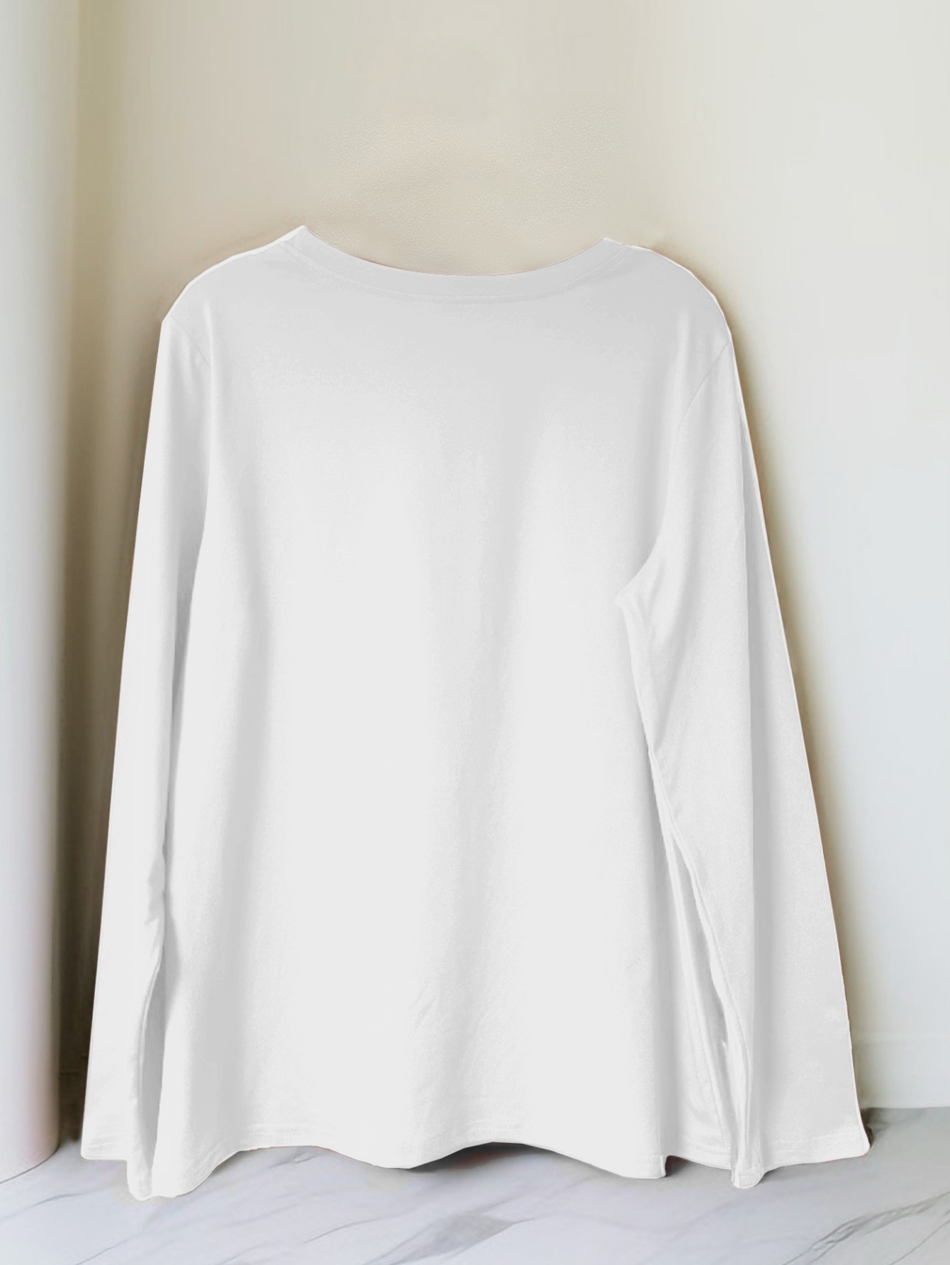 Women'S Long Sleeve Crew Neck T-Shirt, Stretchy Polyester Blend, Geometric Letter Print, Casual Vacation Style, Applique Detail, Machine Washable - Spring/Summer Sportswear, Ladies T Shirts