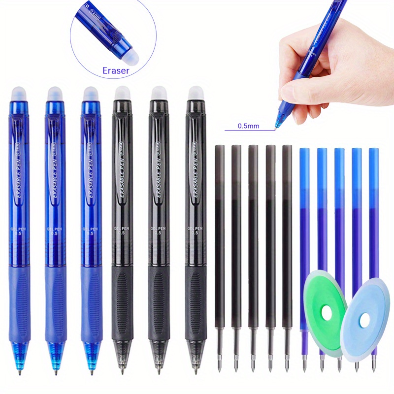 6 Penne Gel Cancellabili 0.5mm Con 10 Ricariche: Blu, Gomma Integrata Per Scuola E Ufficio - 2