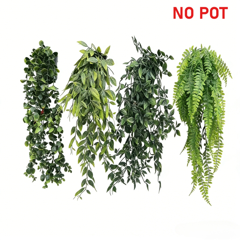 4pcs Hanging Greenery Set - Mandala Eucalyptus Artificial Flowers, Realistic Fake Ivy Vine, Plastic Indoor/outdoor Hanging Decor, Suitable For Weddings, Offices, Living Rooms