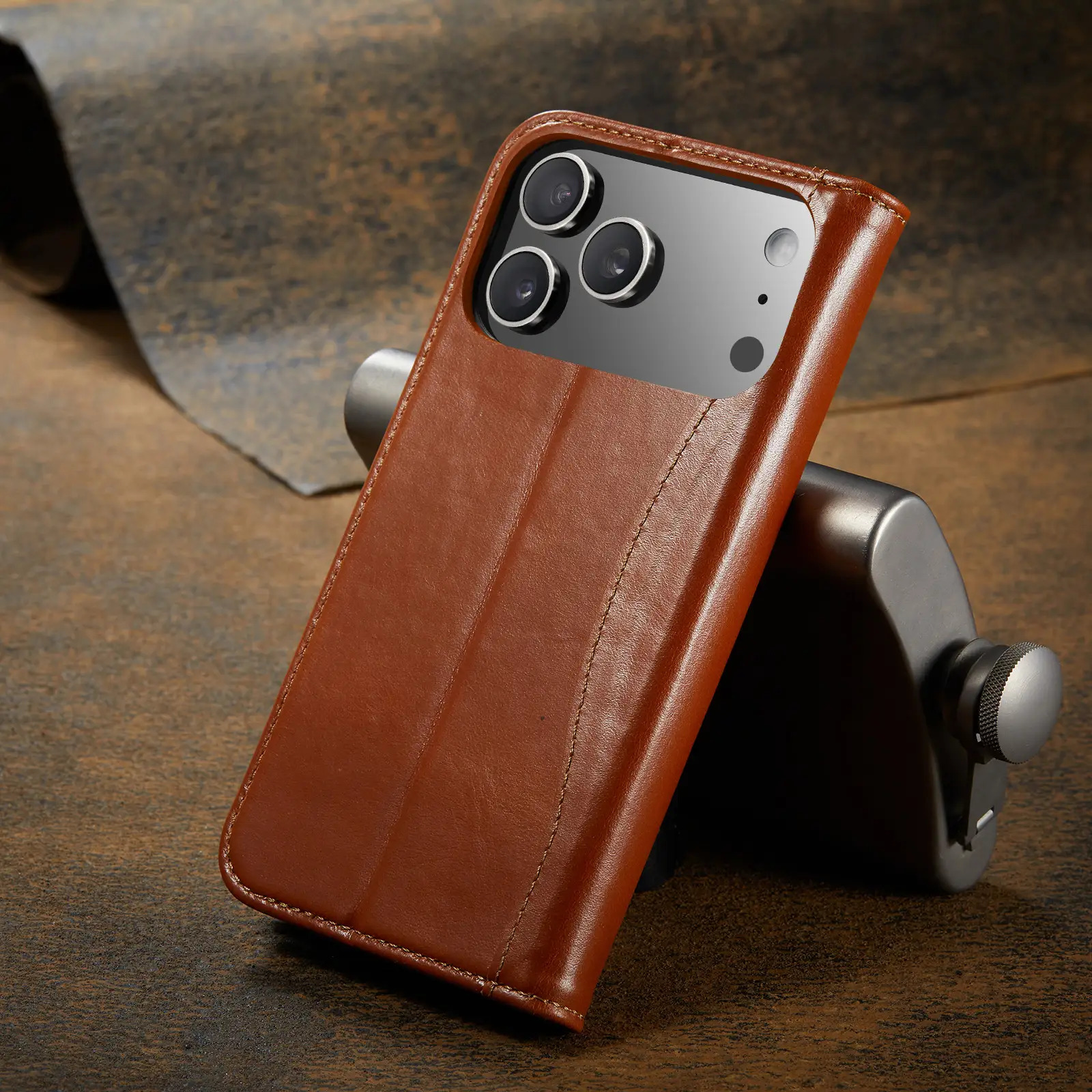 Phone Case - Genuine Leather Wallet-Style Phone Case, Compatible with for Iphone 17 Pro Max/17 Pro/16 Pro