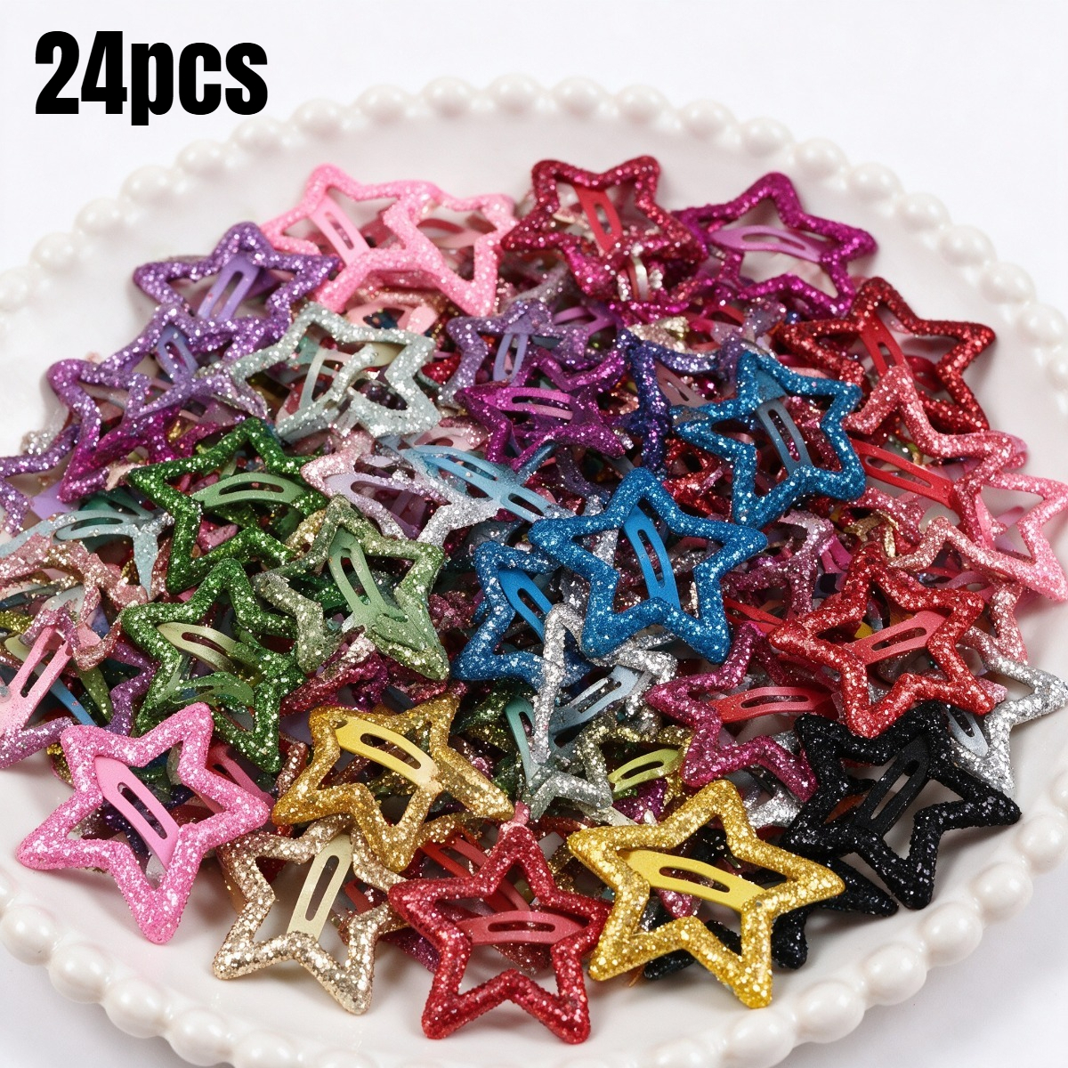 TEMU Lot de 24 pinces à cheveux de avec étoiles à paillettes, accessoires et tendance, ornements de cheveux pour décoration de fête, pinces à cheveux