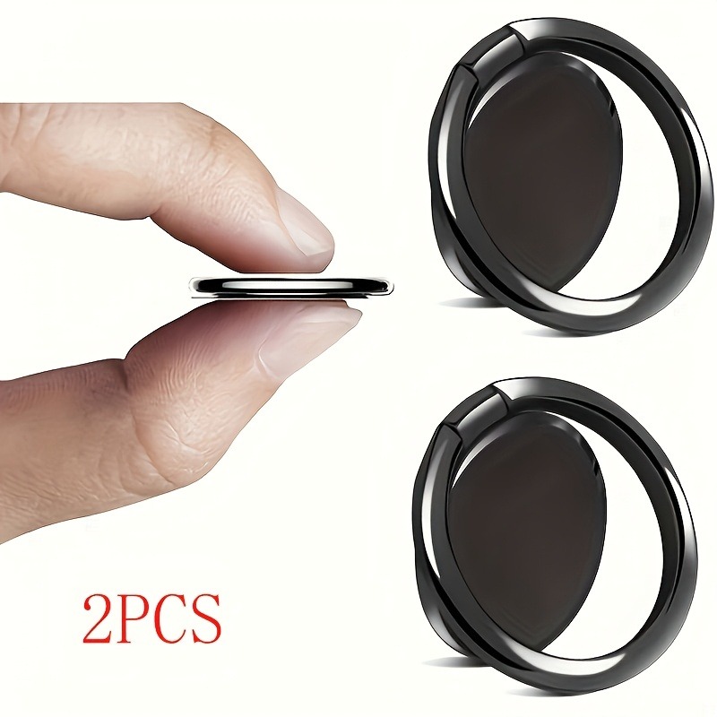 Image of 2pcs Ergonomic Finger Grip With Phone Ring - 360° Rotation, Slim Stand - Compatible With Iphone 14/13/12/11, Pro Max, S22/ultra/s21/flip/fold 4, Pixel 7, And More