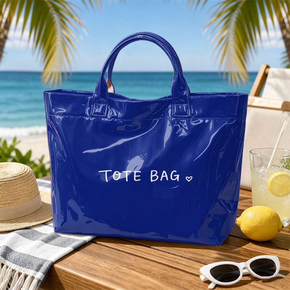TEMU 1pc Simple Solid Color Printed Tote Bag, Large Capacity Handbag, Suitable For Clothing, Party, Leisure Handheld Storage Bag, Commuter Bag,
