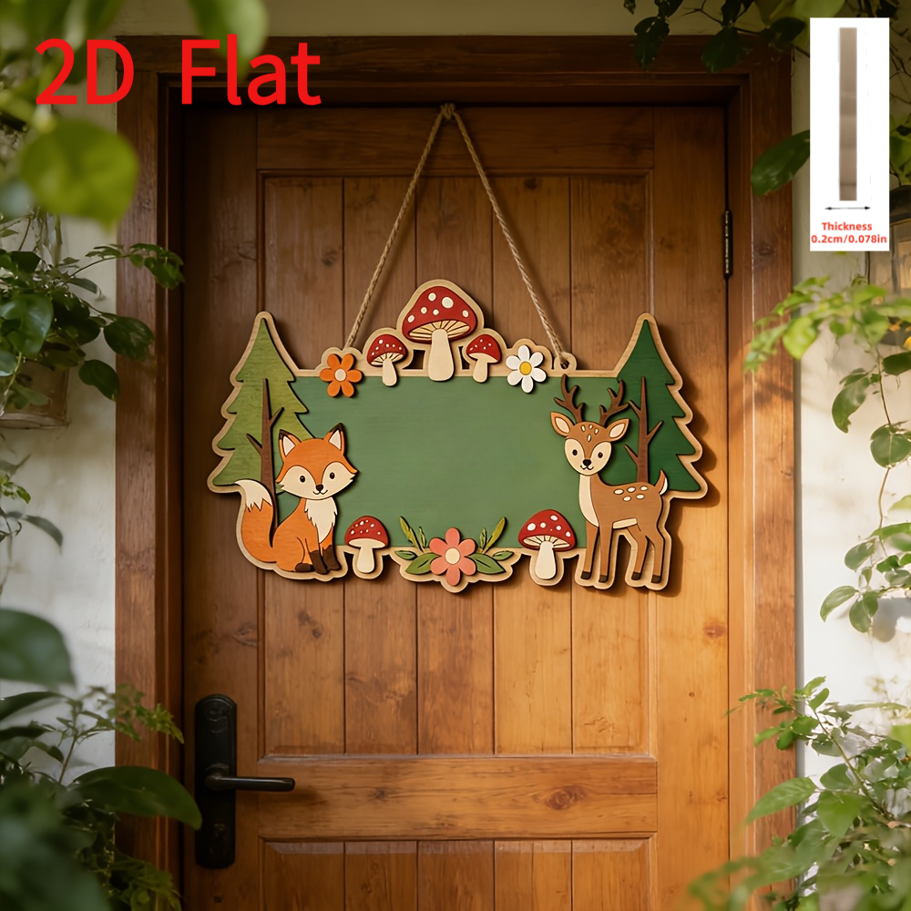 Wooden Forest Fox and Deer Themed Name Hanging Sign