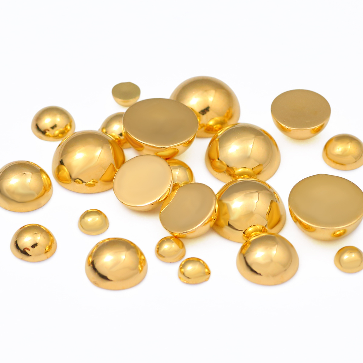 Shiny Golden Half-Round Acrylic Beads for DIY Crafting