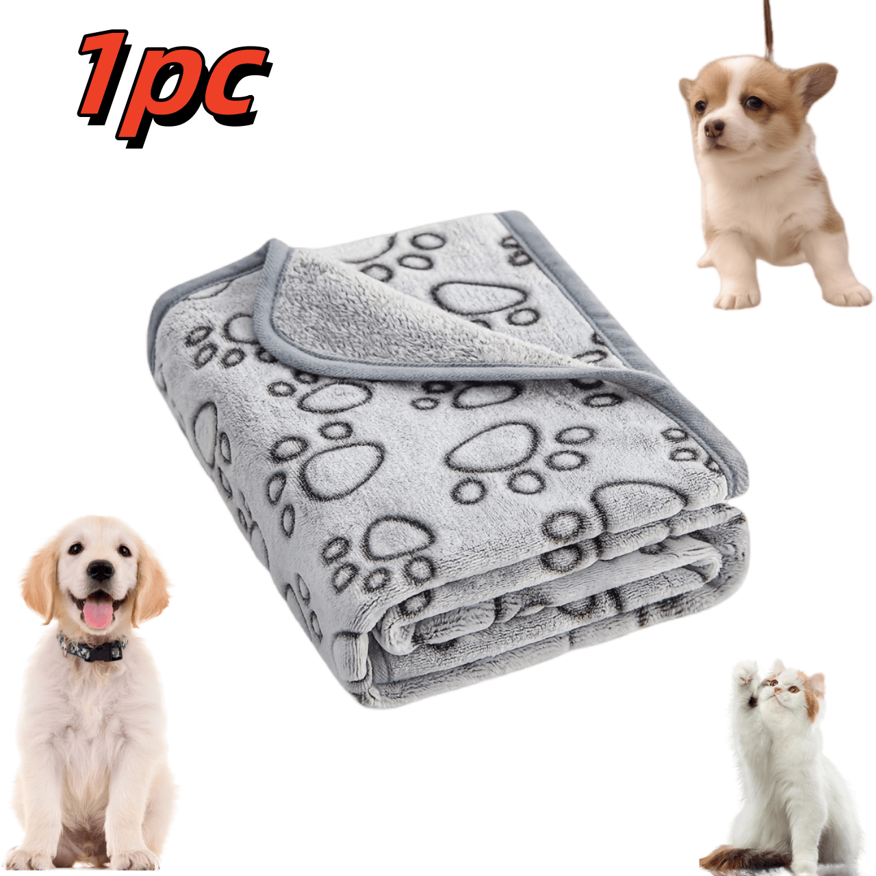 

1pc Couverture Ultra-Douce pour Animaux de Compagnie avec Design de de Pattes - Serviette en Polyester Absorbante et Séchage Rapide pour Chiens & Chats de Toutes Tailles - Parfaite pour &