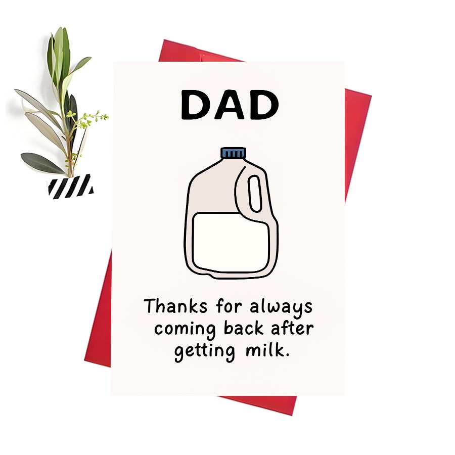 TEMU 1 Set Of Humorous Greeting Cards With Envelopes, Expressing Gratitude To Dad For From His Milk Delivery Route. Father's Day, Birthdays, To And