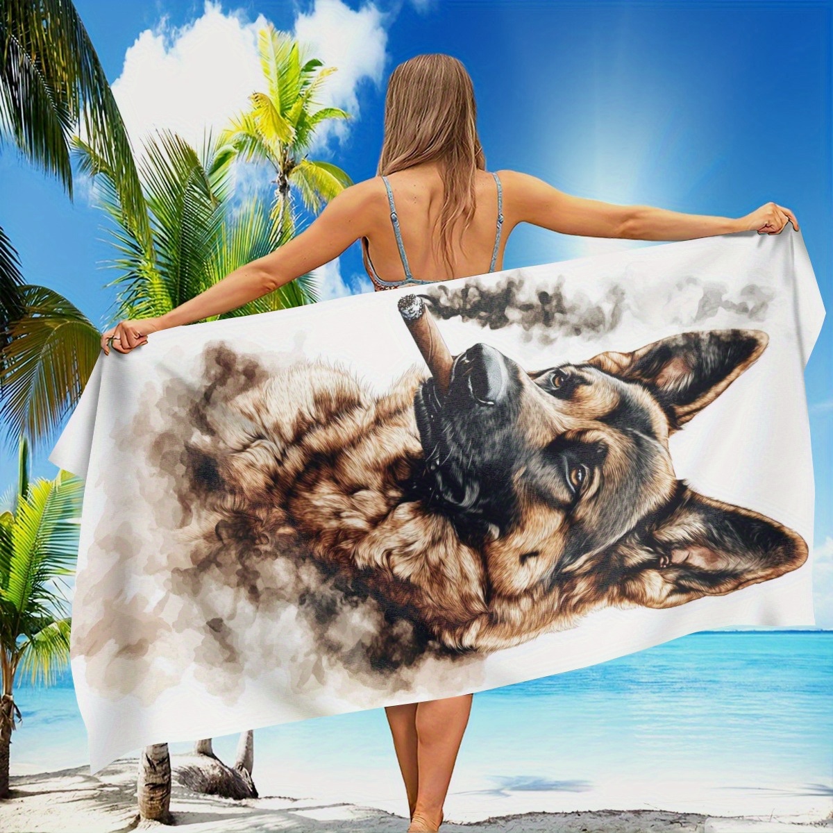 soft lightweight absorbent beach towel german shepherd dog Temu
