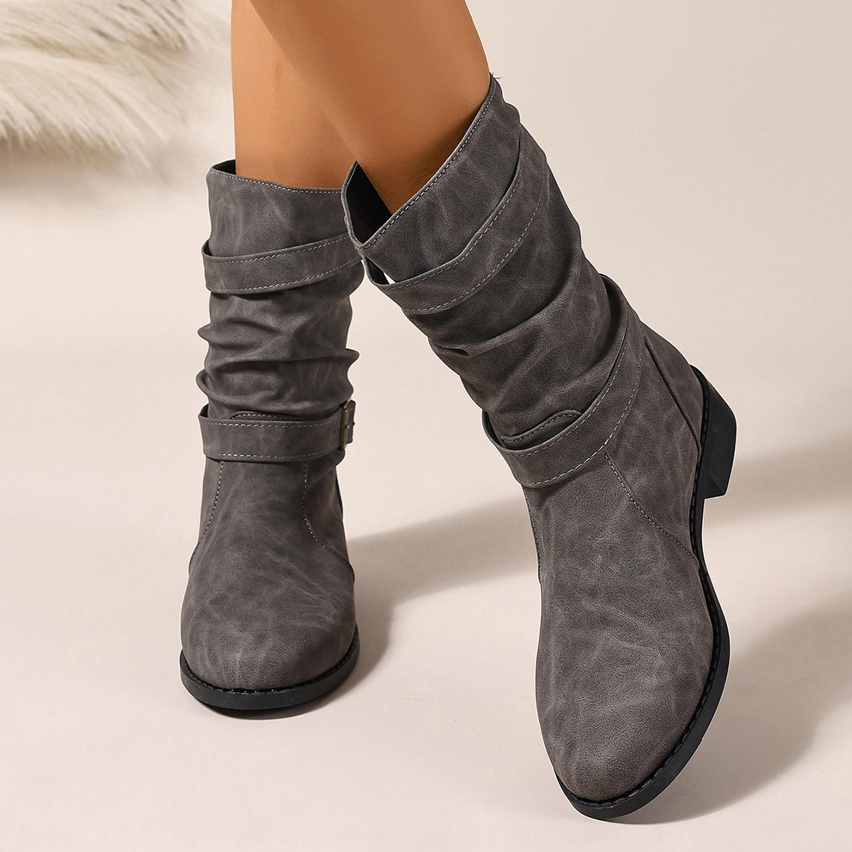 graue stiefel für frauen Temu Deutschland