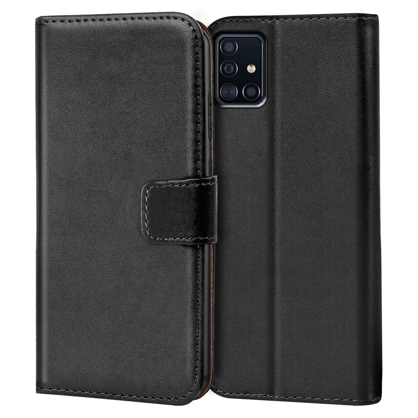 TEMU Phone Case - For For Galaxy A51 4g Case Faux Leather, Black , Card Slot With Kickstand Wallet Flip Protective Phone Case Cover