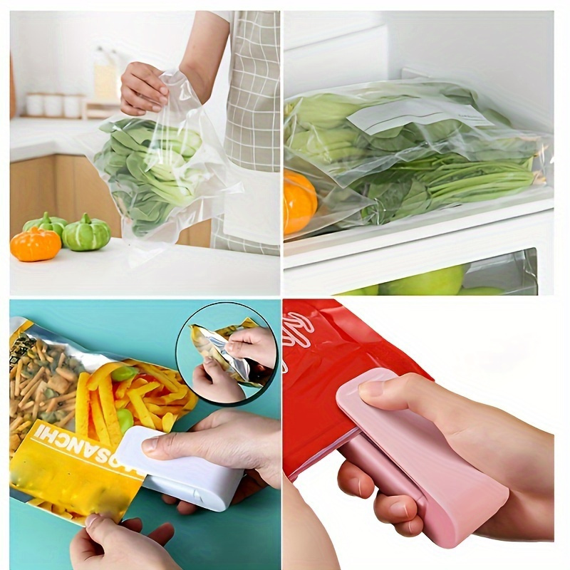 1pc mini snack sealer compact manual handheld battery powered aa not included for freshness preservation reusable space saving design for hotels restaurants trucks home use   tools aesthetic kitchen tool durable plastic build details 8