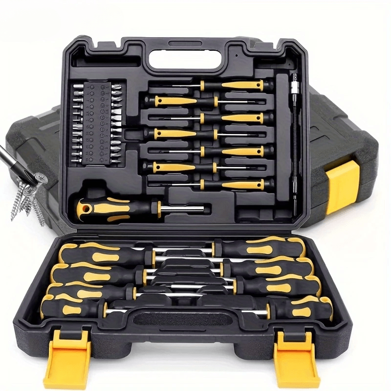 1 Caja de Juego de Llaves de Tornillo Profesional Actualizado con Soporte Magnético para Brocas - Material de Acero Cromo Vanadio, Incluye Llaves de Tornillo de Pico Plano, Phillips, Hex, Llave de Precisión - Kit de Reparación Duradero para Uso Casero e Industrial
