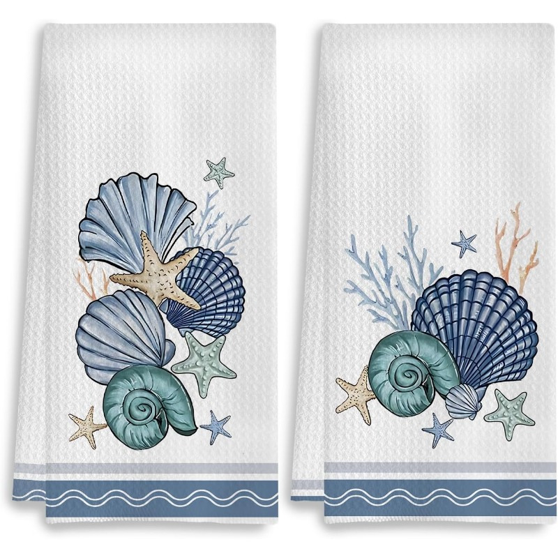 

Set Of 2 Polyester Towels, 18x26 , Sea- Towels, , , Decor For