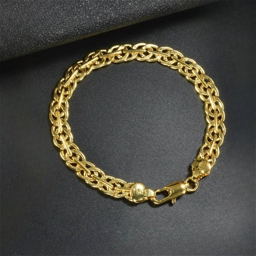 Trendy Golden Weave Chain Bracelet, Lightweight Stackable