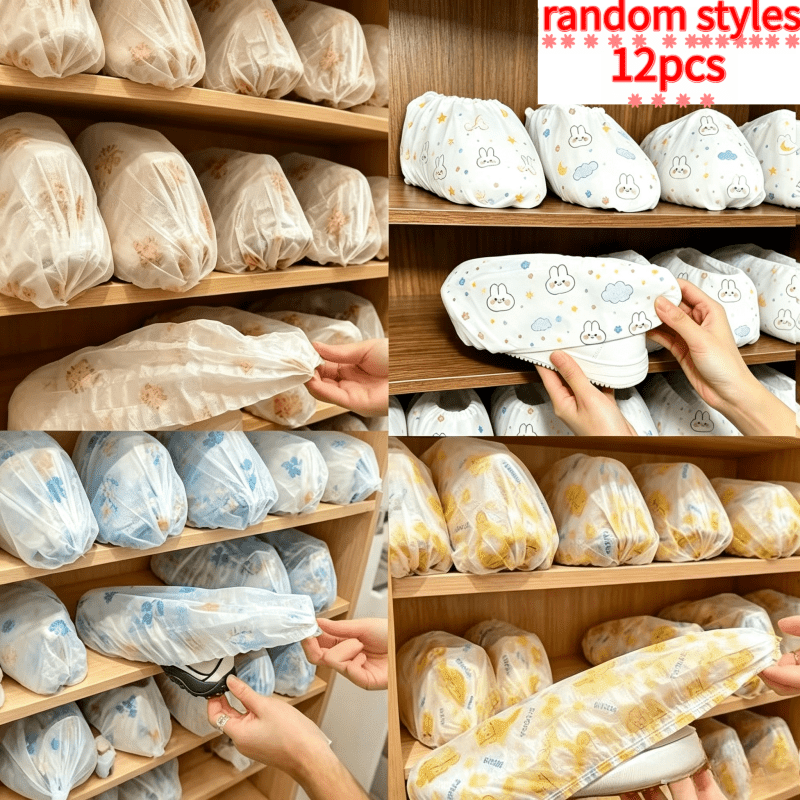 TEMU 12pcs Disposable Dust Shoe Cover, Dust Cover, Travel Dust Cover, Suitable For European Sizes 28-43 Or Us Sizes 5-9, Used For Various Shoe Types,