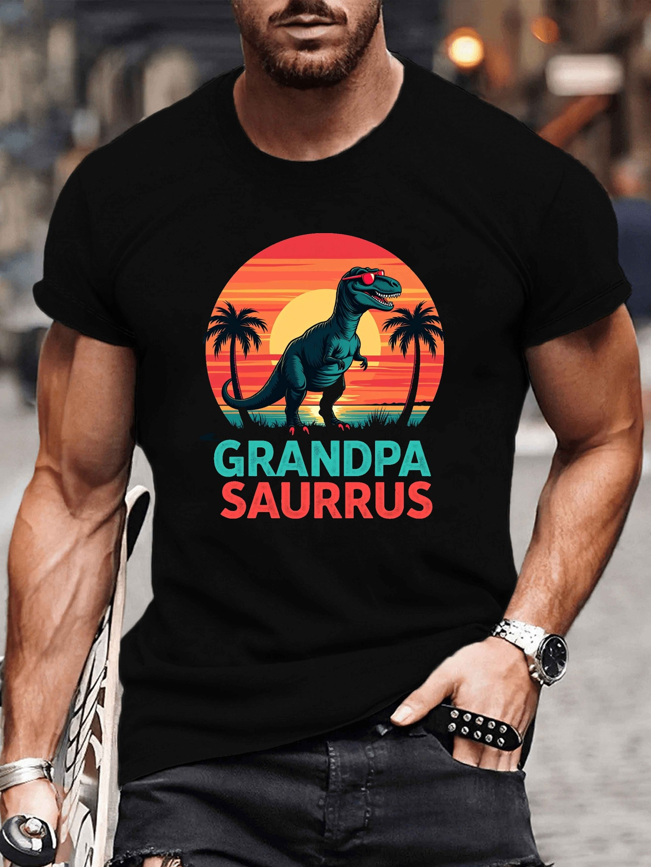 grandpa grandpasaurus graphic tee casual short sleeve t Temu