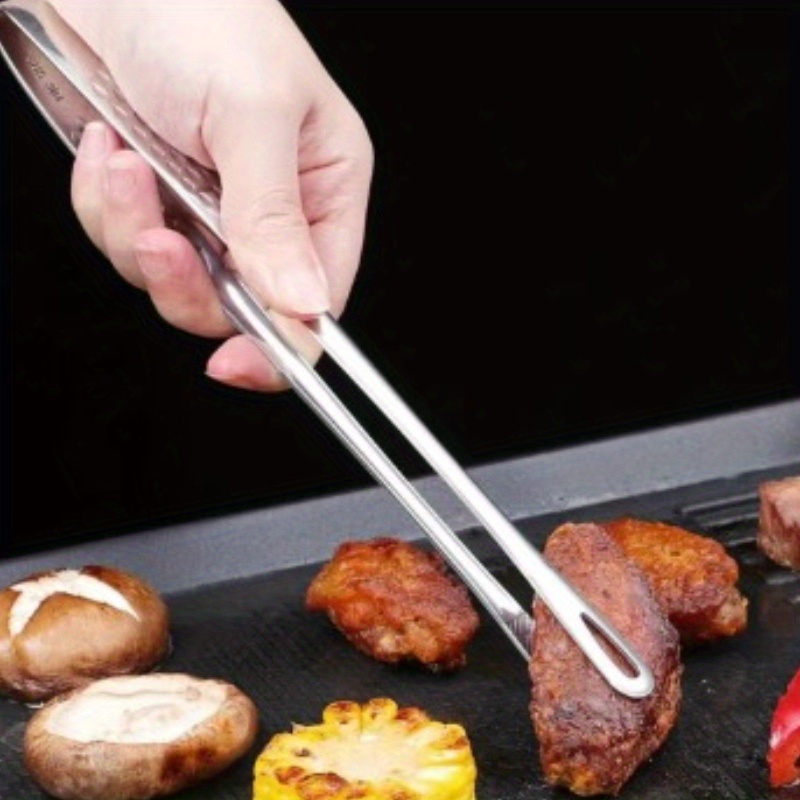 1pc stainless steel bbq tongs with extended long handle multifunctional kitchen grilling tongs for frying     steaks vegetables durable     versatile cooking tool   durable construction tongs for cooking details 0
